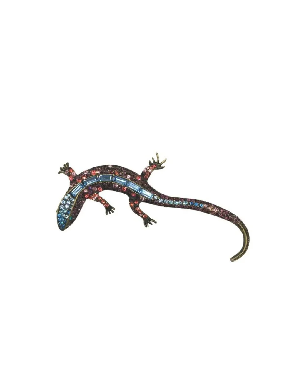 Jay Strongwater Lizard Salamander Pink Blue Swarovski Crystal Stones Brooch Pin